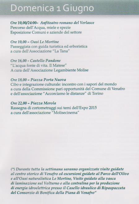 Venafro programma 1 Giugno 2014